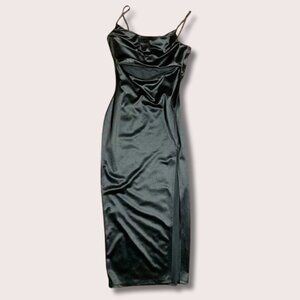 Windsor Women's Black Satin Midi Dress